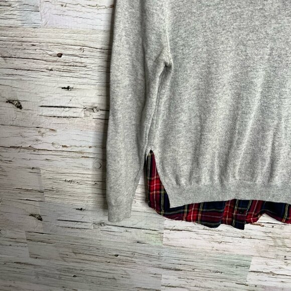 Goodnight macaroon top sweater gray  red plaid size small - Picture 2 of 9